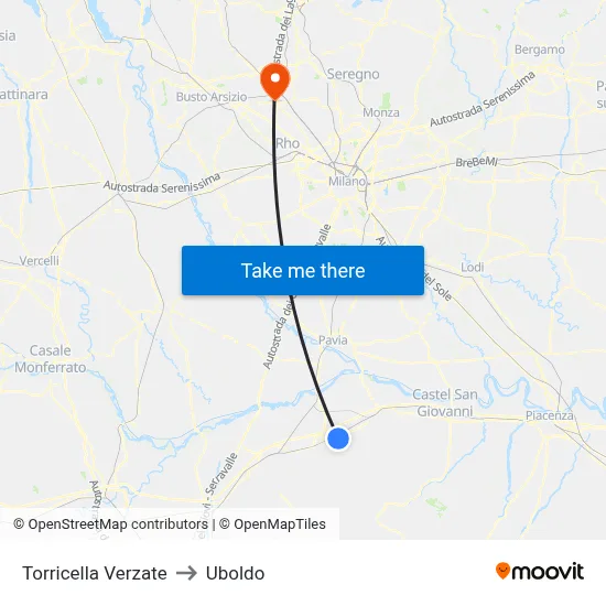 Torricella Verzate to Uboldo map