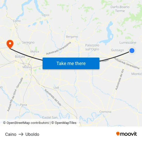 Caino to Uboldo map