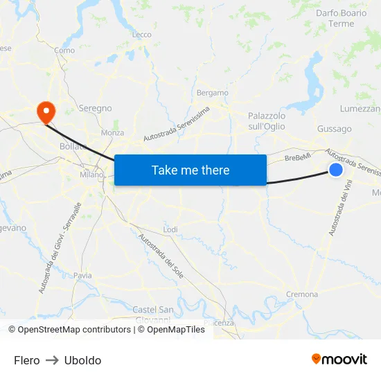 Flero to Uboldo map