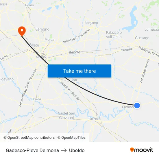 Gadesco-Pieve Delmona to Uboldo map