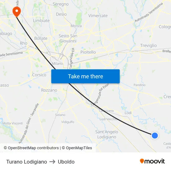Turano Lodigiano to Uboldo map
