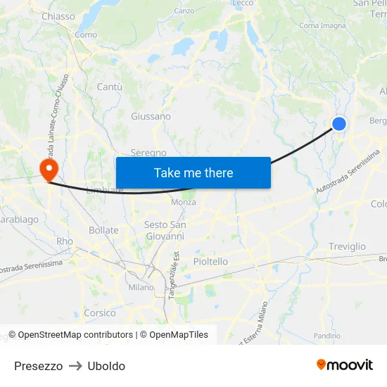 Presezzo to Uboldo map
