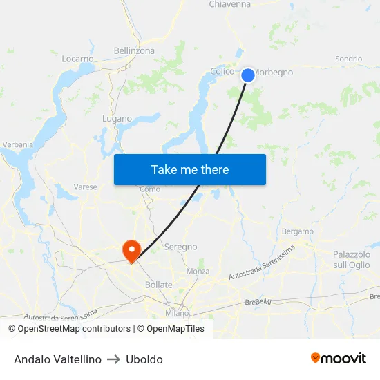 Andalo Valtellino to Uboldo map
