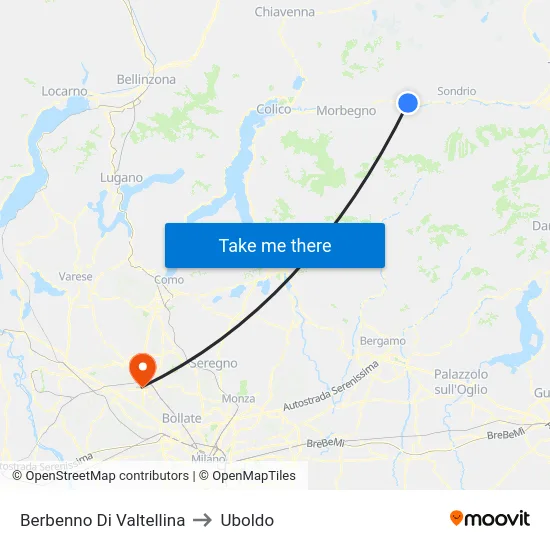 Berbenno Di Valtellina to Uboldo map