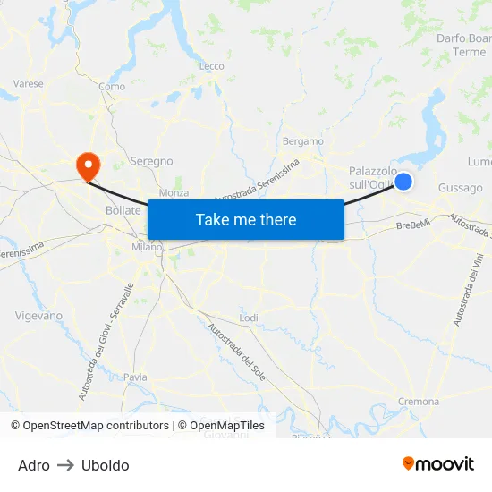 Adro to Uboldo map