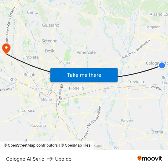 Cologno Al Serio to Uboldo map
