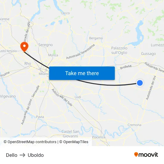 Dello to Uboldo map