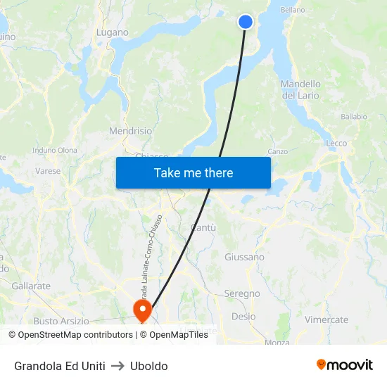 Grandola Ed Uniti to Uboldo map