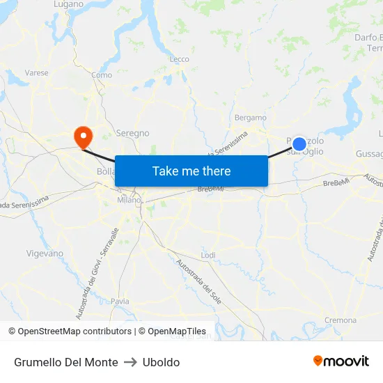 Grumello Del Monte to Uboldo map