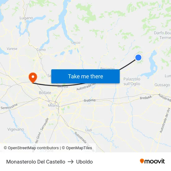 Monasterolo del Castello to Uboldo map