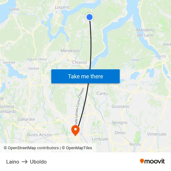 Laino to Uboldo map