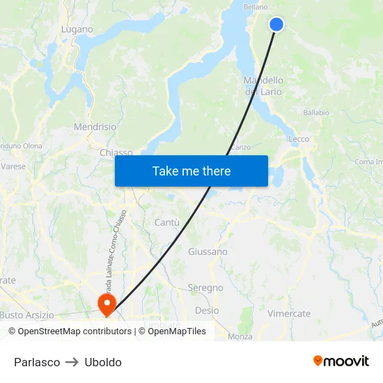 Parlasco to Uboldo map