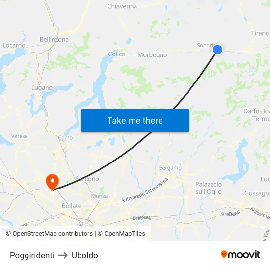 Poggiridenti to Uboldo map