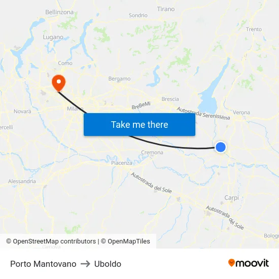 Porto Mantovano to Uboldo map