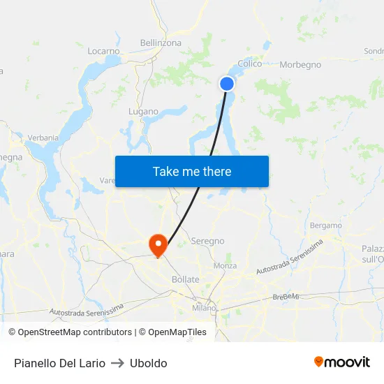 Pianello Del Lario to Uboldo map