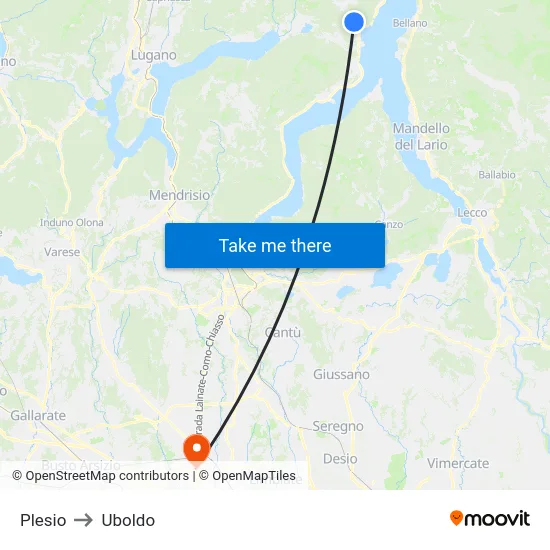 Plesio to Uboldo map