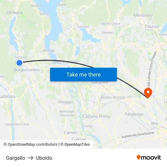 Gargallo to Uboldo map