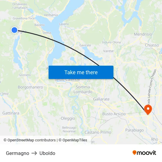 Germagno to Uboldo map