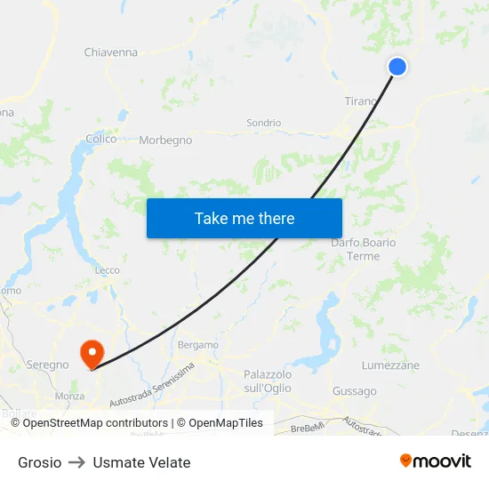 Grosio to Usmate Velate map