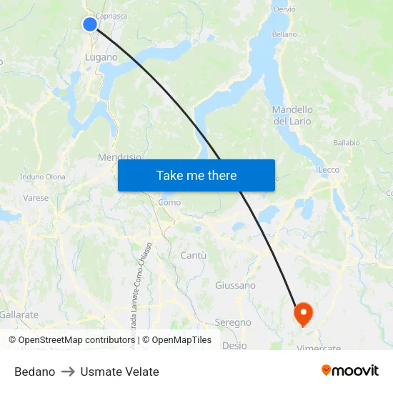 Bedano to Usmate Velate map
