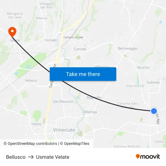 Bellusco to Usmate Velate map