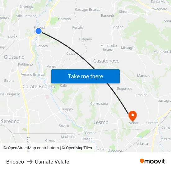 Briosco to Usmate Velate map