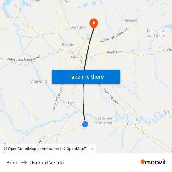 Broni to Usmate Velate map