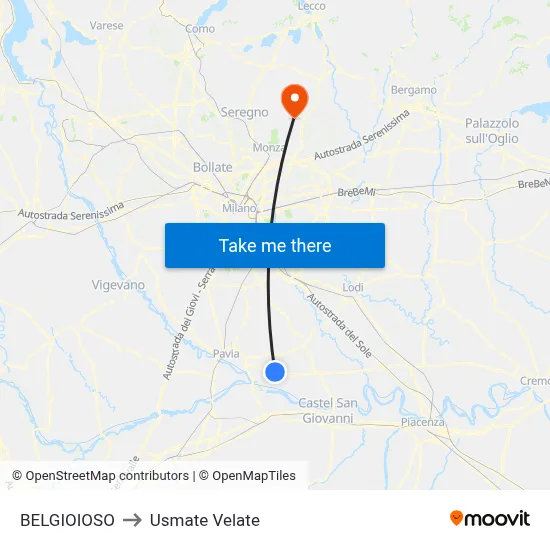 BELGIOIOSO to Usmate Velate map