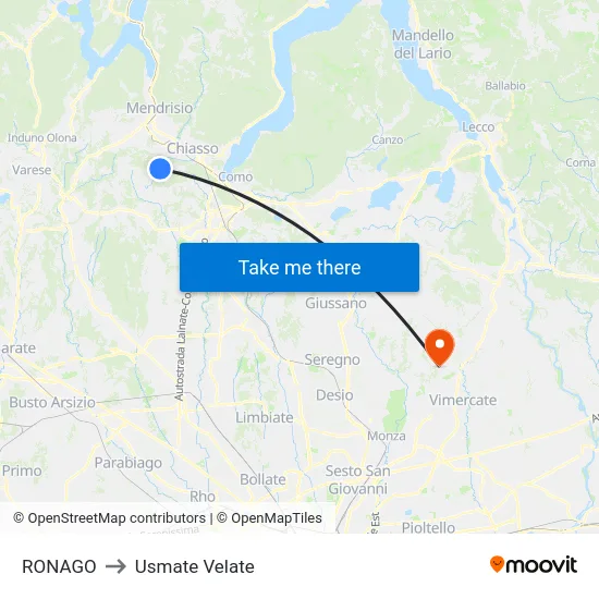 RONAGO to Usmate Velate map
