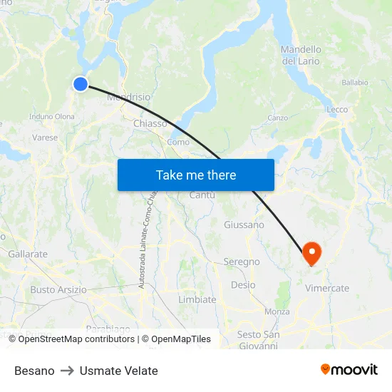 Besano to Usmate Velate map
