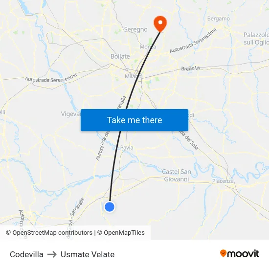 Codevilla to Usmate Velate map