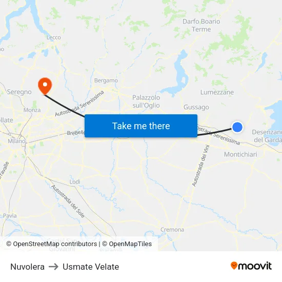 Nuvolera to Usmate Velate map