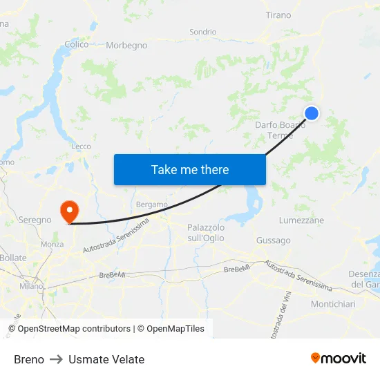Breno to Usmate Velate map