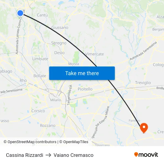 Cassina Rizzardi to Vaiano Cremasco map