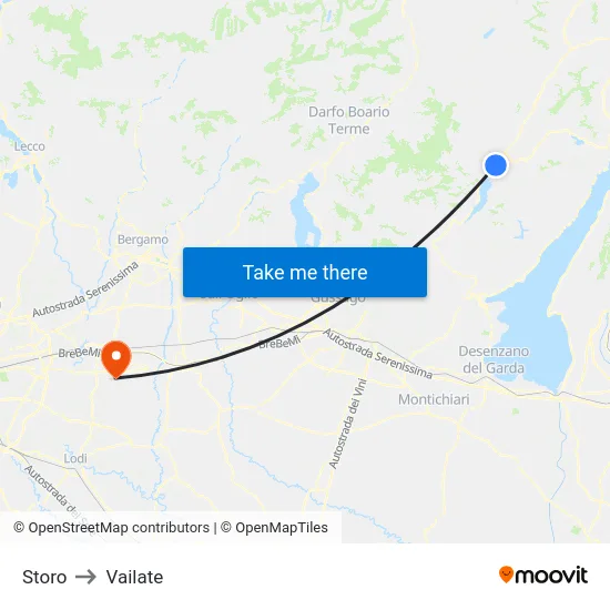 Storo to Vailate map