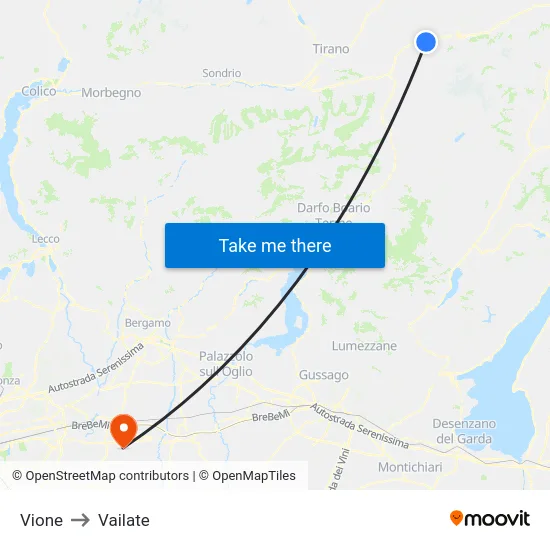 Vione to Vailate map