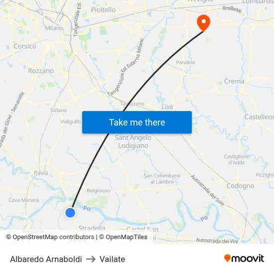 Albaredo Arnaboldi to Vailate map