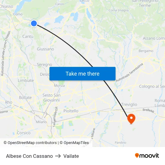 Albese Con Cassano to Vailate map