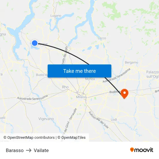Barasso to Vailate map
