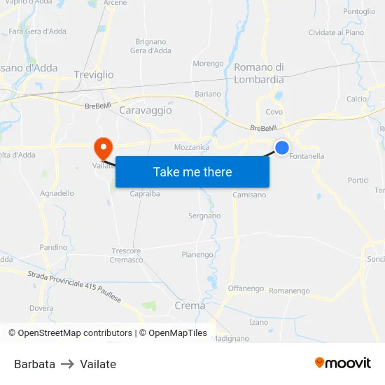 Barbata to Vailate map