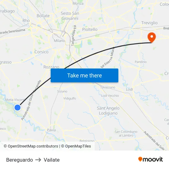 Bereguardo to Vailate map
