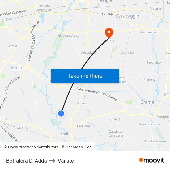 Boffalora D'Adda to Vailate map