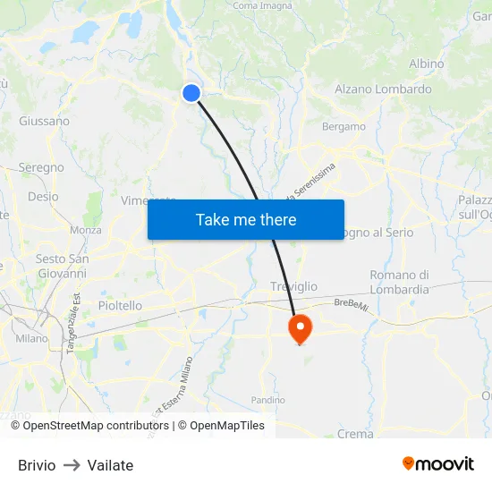 Brivio to Vailate map