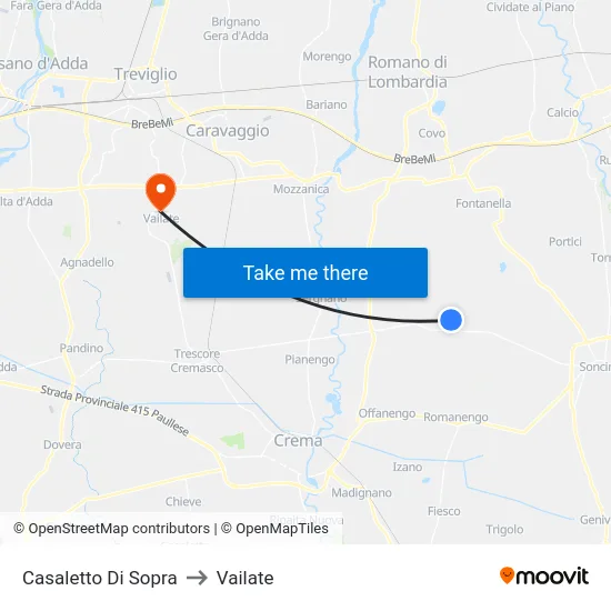 Casaletto Di Sopra to Vailate map