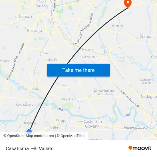Casatisma to Vailate map