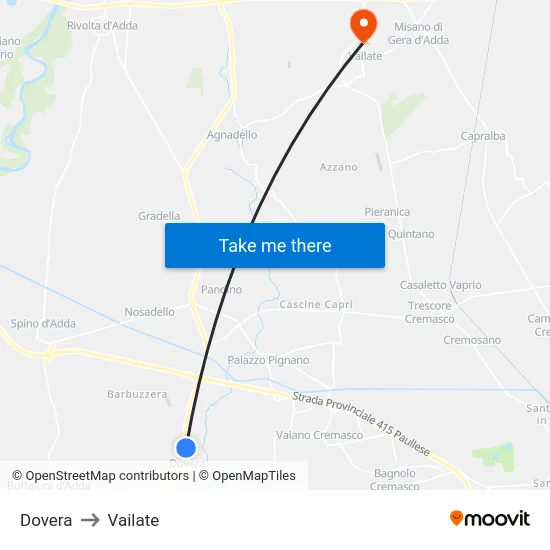 Dovera to Vailate map