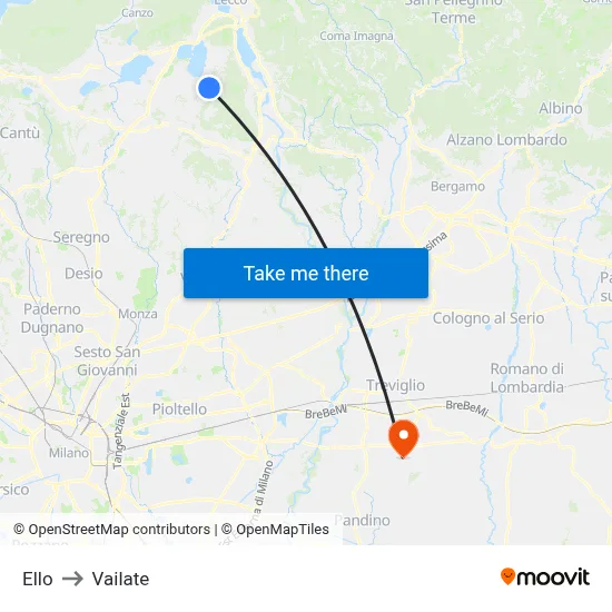 Ello to Vailate map