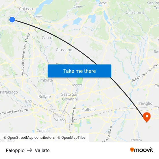 Faloppio to Vailate map