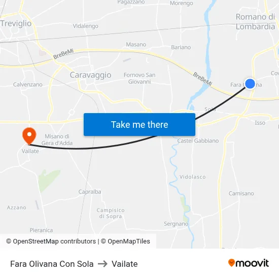Fara Olivana Con Sola to Vailate map