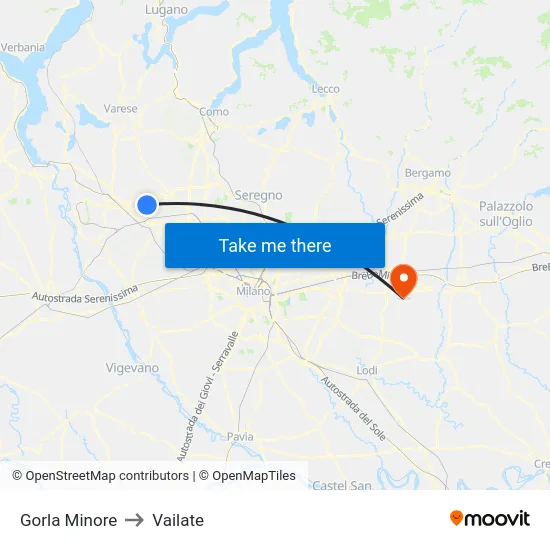 Gorla Minore to Vailate map